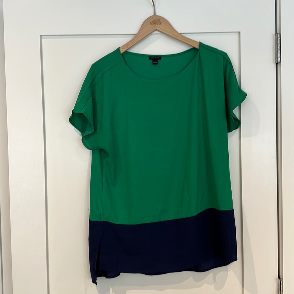 Ann Taylor green & blue blouse.